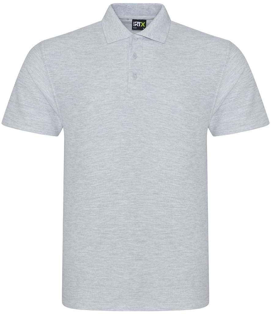 Pro RTX Pro Pique Polo Shirt - (2nd Colours) in Heather Grey by Pro RTX — Custom branded clothing by Print Press, featuring premium embroidery produced in our specialist print lab in the UK.