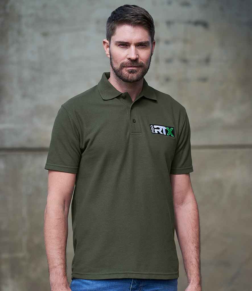 Pro RTX Pro Pique Polo Shirt - (2nd Colours) in Khaki by Pro RTX — Custom branded clothing by Print Press, featuring premium embroidery produced in our specialist print lab in the UK.