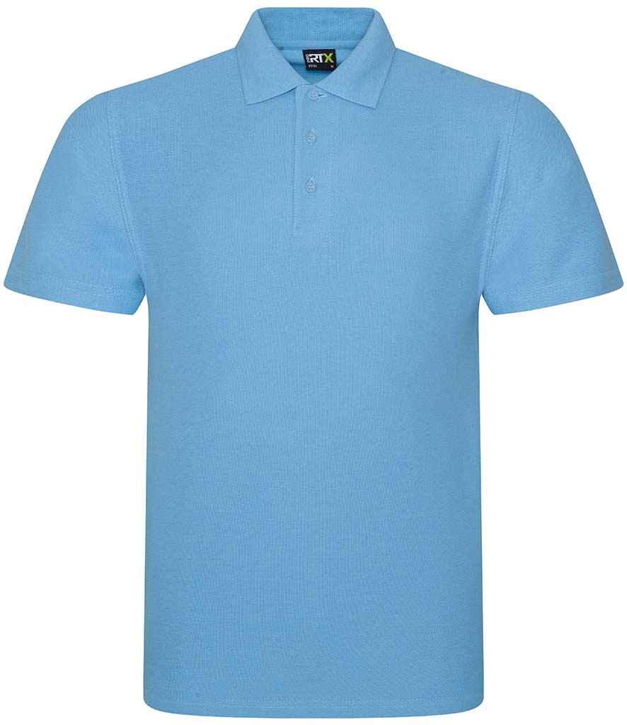 Pro RTX Pro Pique Polo Shirt in Sky Blue by Pro RTX — Custom branded clothing by Print Press, featuring premium embroidery produced in our specialist print lab in the UK.