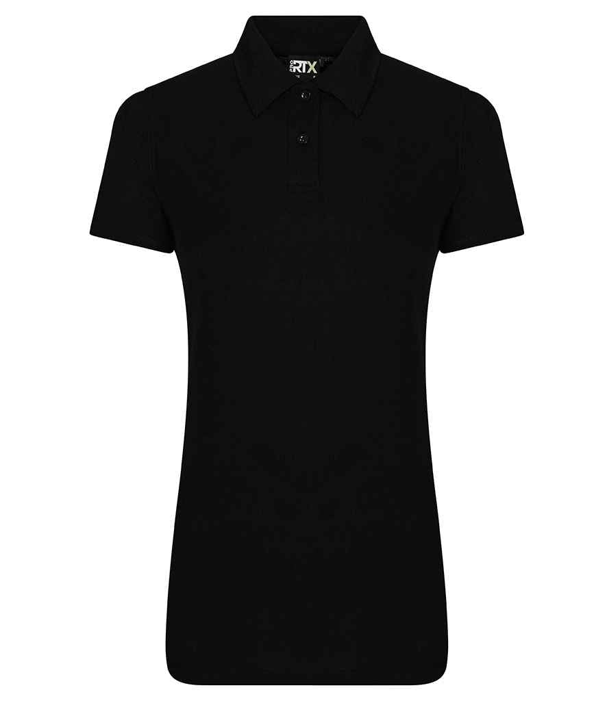 Pro RTX Ladies Pro Polyester Polo Shirt in Black by Pro RTX — Custom branded clothing by Print Press, featuring premium embroidery produced in our specialist print lab in the UK.