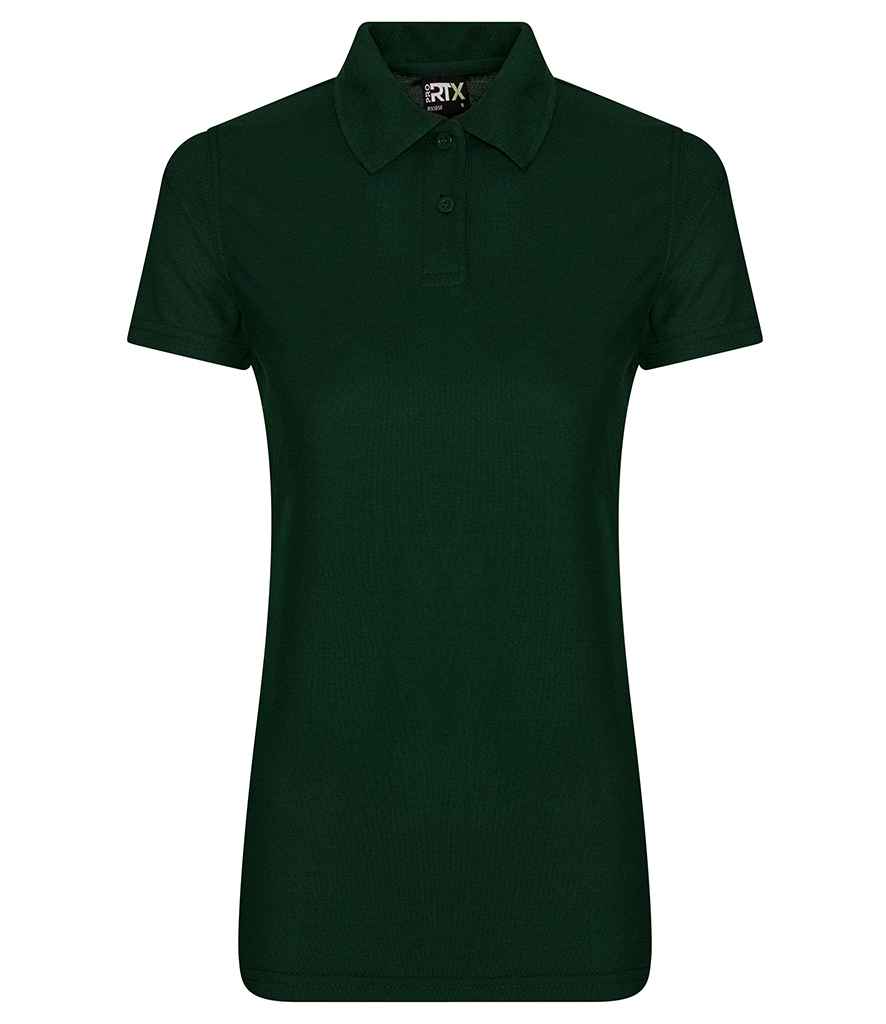 Pro RTX Ladies Pro Polyester Polo Shirt in Bottle Green by Pro RTX — Custom branded clothing by Print Press, featuring premium embroidery produced in our specialist print lab in the UK.