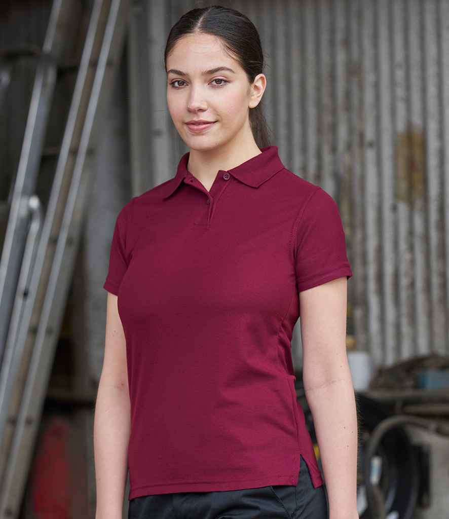 Pro RTX Ladies Pro Polyester Polo Shirt in Burgundy by Pro RTX — Custom branded clothing by Print Press, featuring premium embroidery produced in our specialist print lab in the UK.