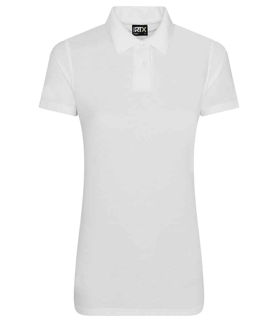 Pro RTX Ladies Pro Polyester Polo Shirt in White by Pro RTX — Custom branded clothing by Print Press, featuring premium embroidery produced in our specialist print lab in the UK.