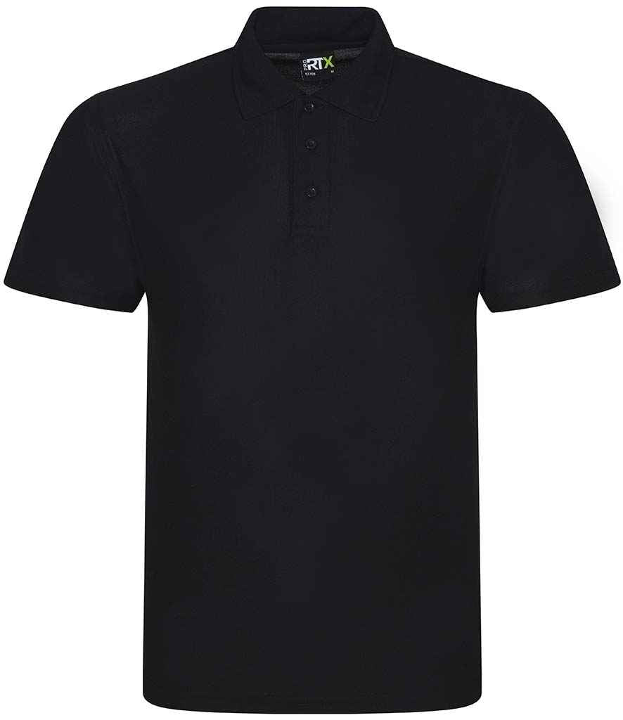 Pro RTX Pro Polyester Polo Shirt in Black by Pro RTX — Custom branded clothing by Print Press, featuring premium embroidery produced in our specialist print lab in the UK.