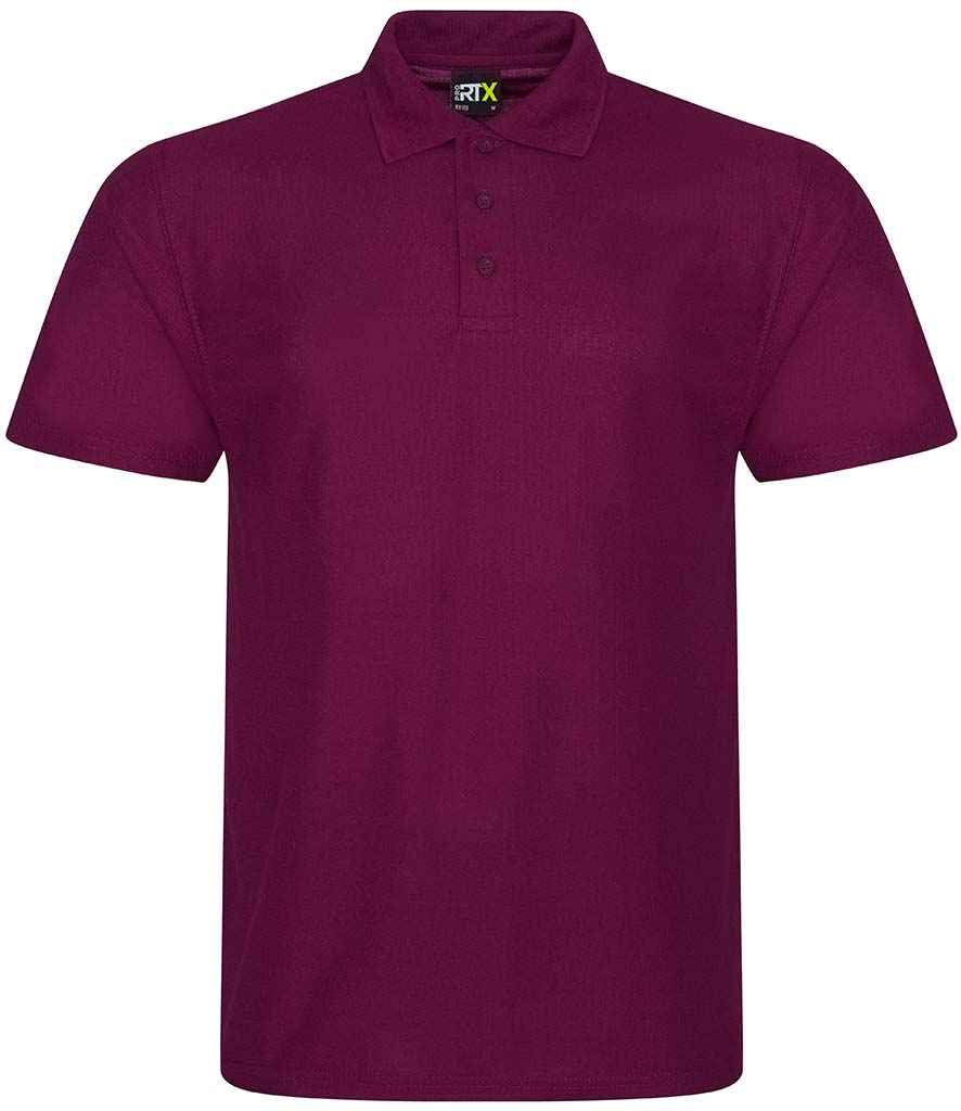 Pro RTX Pro Polyester Polo Shirt in Burgundy by Pro RTX — Custom branded clothing by Print Press, featuring premium embroidery produced in our specialist print lab in the UK.