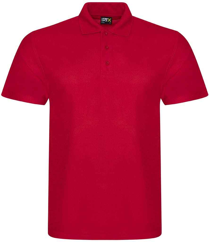 Pro RTX Pro Polyester Polo Shirt in Red by Pro RTX — Custom branded clothing by Print Press, featuring premium embroidery produced in our specialist print lab in the UK.