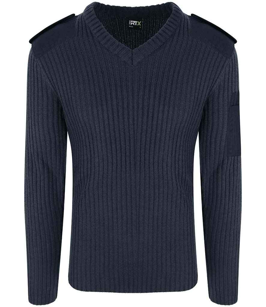 Pro RTX Pro Acrylic Security V Neck Sweater in by Pro RTX — Custom branded clothing by Print Press, featuring premium embroidery produced in our specialist print lab in the UK.