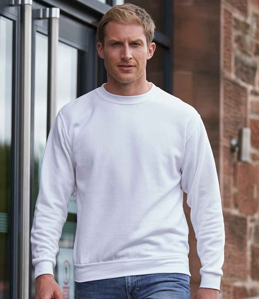 Pro RTX Pro Sweatshirt in White by Pro RTX — Custom branded clothing by Print Press, featuring premium embroidery produced in our specialist print lab in the UK.