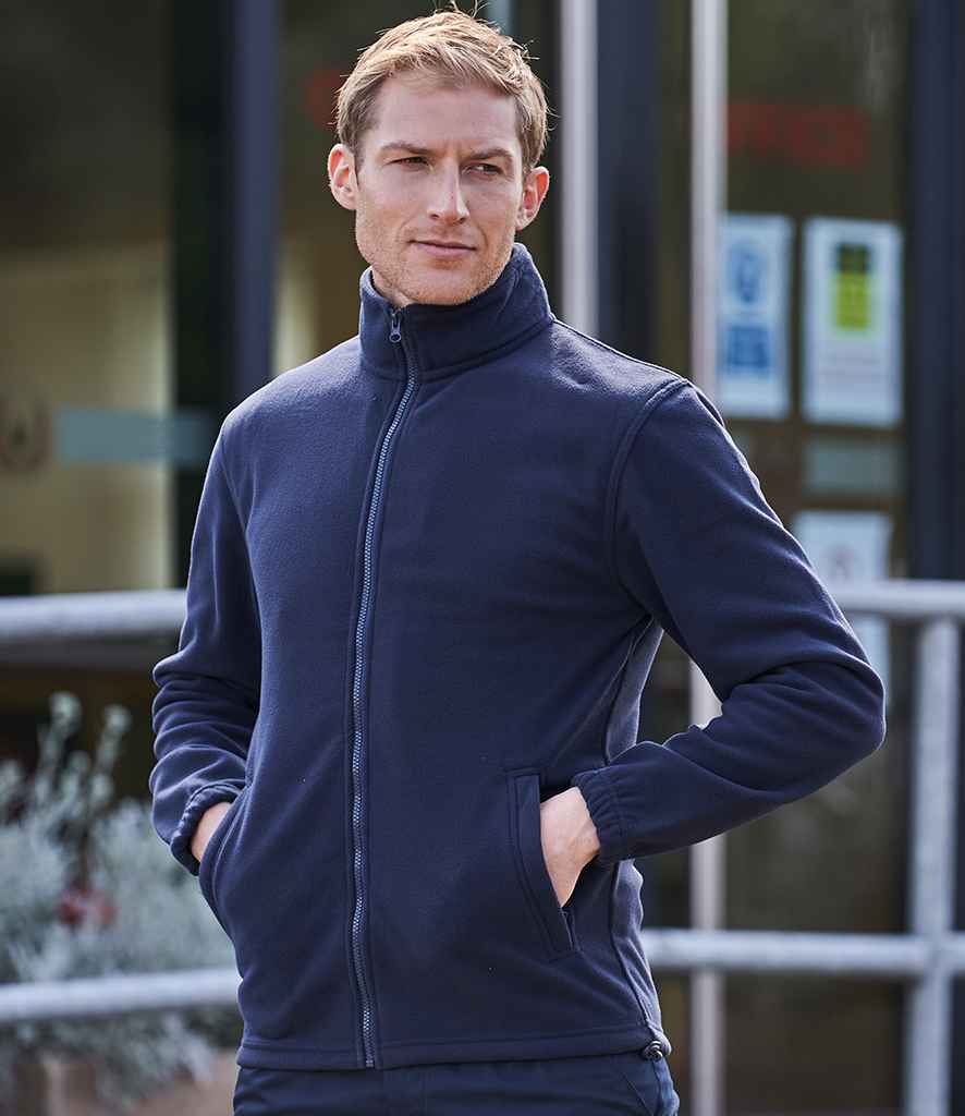 Pro RTX Pro Fleece Jacket in Navy by Pro RTX — Custom branded clothing by Print Press, featuring premium embroidery produced in our specialist print lab in the UK.