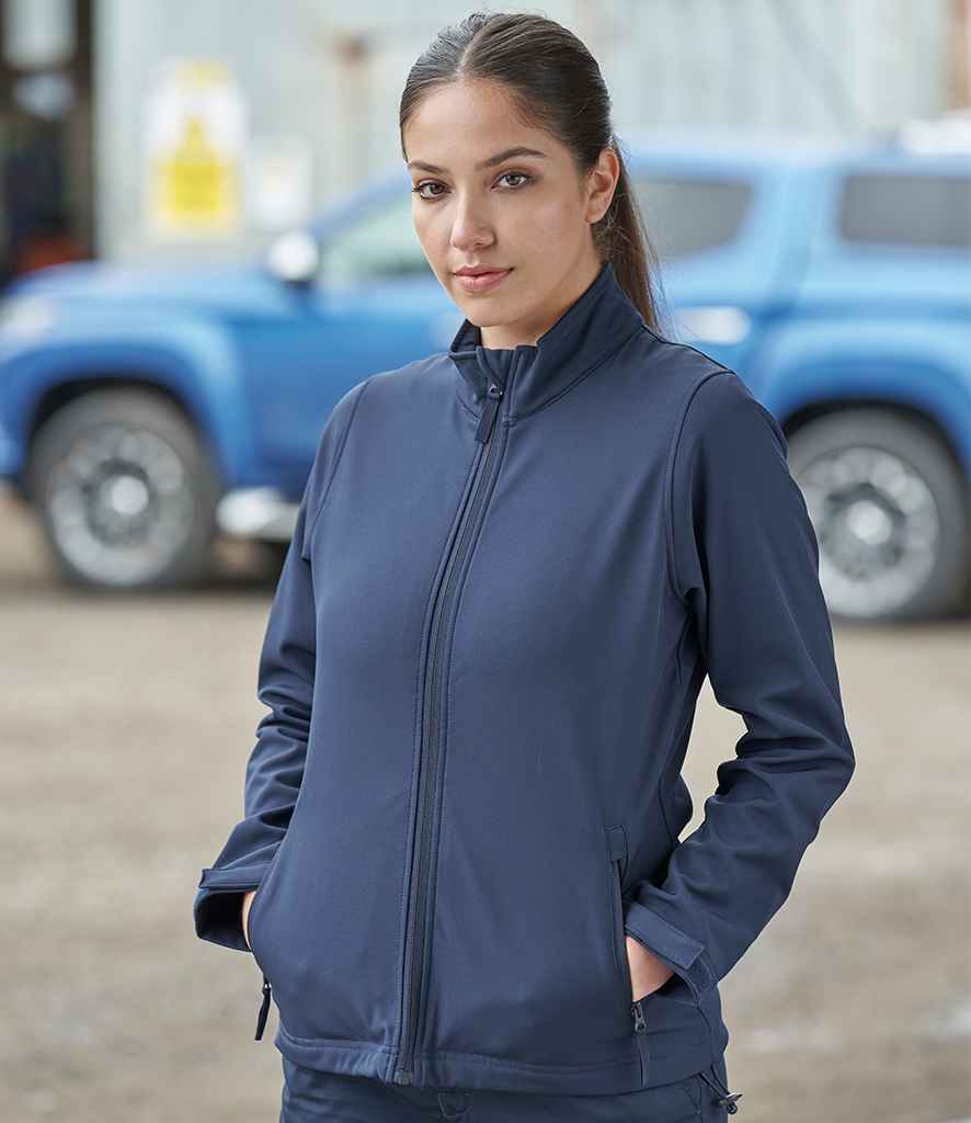 Pro RTX Ladies Pro Two Layer Soft Shell Jacket in Navy by Pro RTX — Custom branded clothing by Print Press, featuring premium embroidery produced in our specialist print lab in the UK.