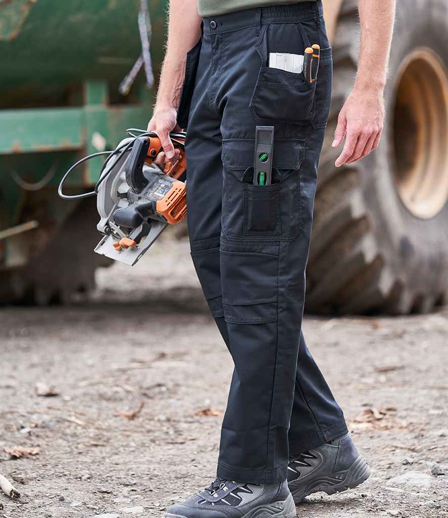 Pro RTX Pro Tradesman Trousers in Black by Pro RTX — Custom branded clothing by Print Press, featuring premium embroidery produced in our specialist print lab in the UK.