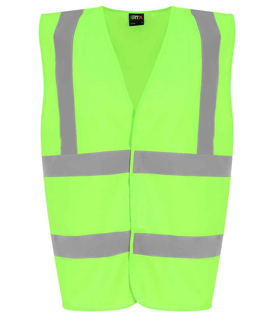 Pro RTX High Visibility Kids Waistcoat in Lime Green by Pro RTX High Visibility — Custom branded clothing by Print Press, featuring premium embroidery produced in our specialist print lab in the UK.