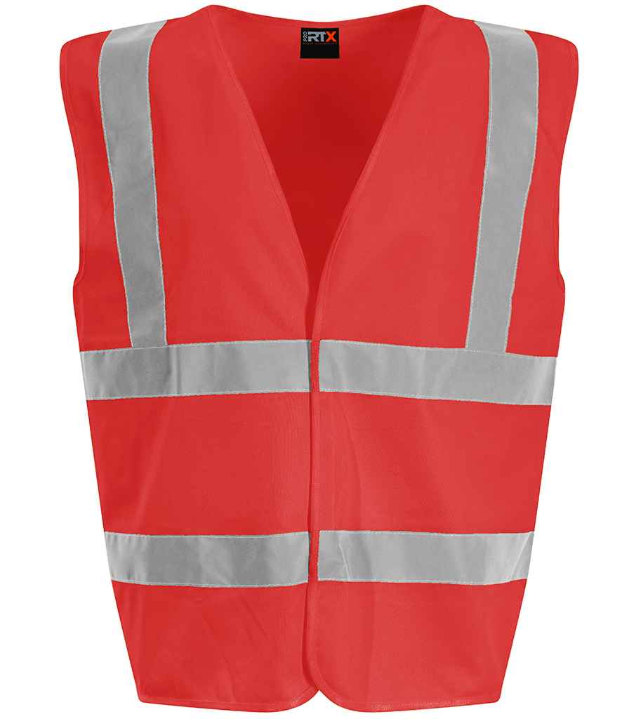 Pro RTX High Visibility Kids Waistcoat in Red by Pro RTX High Visibility — Custom branded clothing by Print Press, featuring premium embroidery produced in our specialist print lab in the UK.