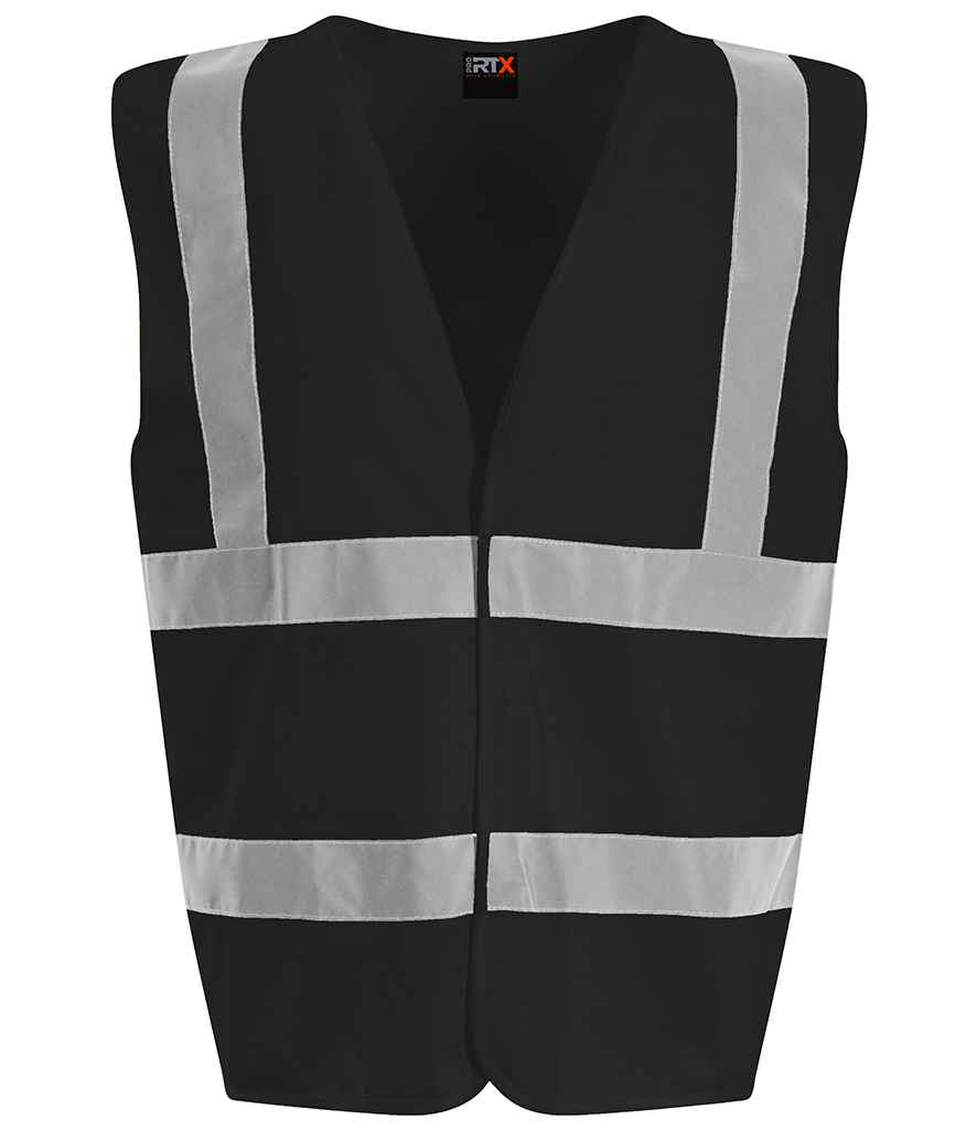 Pro RTX High Visibility Waistcoat - (2nd Colours) in Black by Pro RTX High Visibility — Custom branded clothing by Print Press, featuring premium embroidery produced in our specialist print lab in the UK.