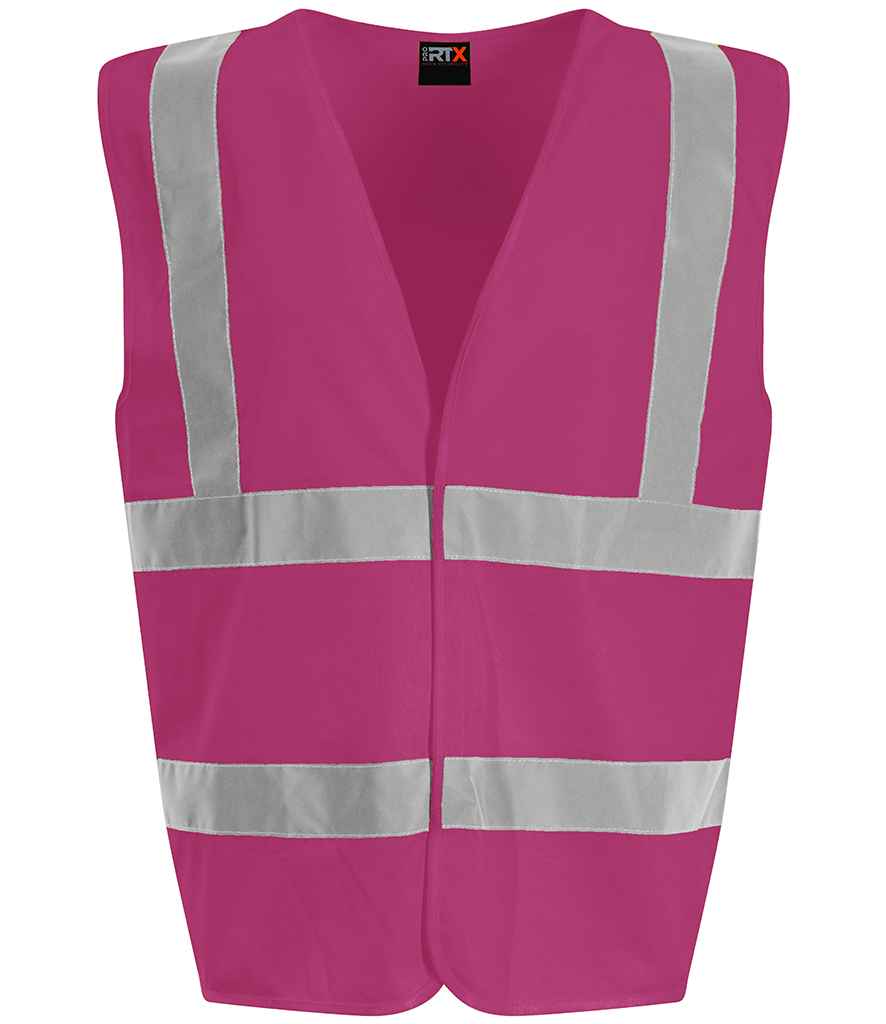 Pro RTX High Visibility Waistcoat in Raspberry by Pro RTX High Visibility — Custom branded clothing by Print Press, featuring premium embroidery produced in our specialist print lab in the UK.
