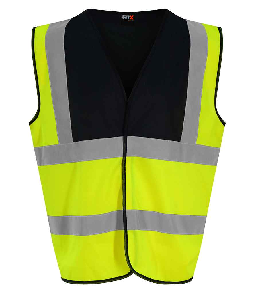 Pro RTX High Visibility Waistcoat in Yellow Black by Pro RTX High Visibility — Custom branded clothing by Print Press, featuring premium embroidery produced in our specialist print lab in the UK.