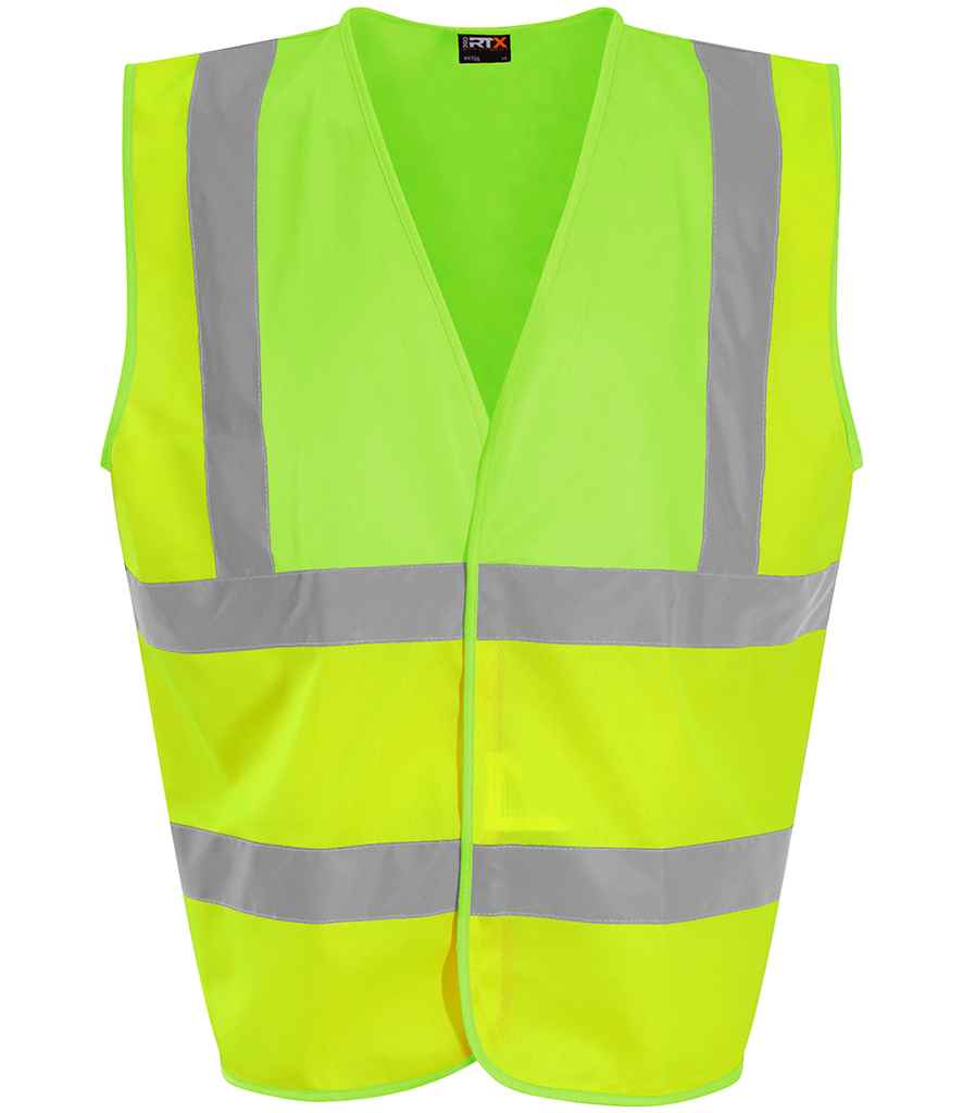 Pro RTX High Visibility Waistcoat in Yellow Lime Green by Pro RTX High Visibility — Custom branded clothing by Print Press, featuring premium embroidery produced in our specialist print lab in the UK.