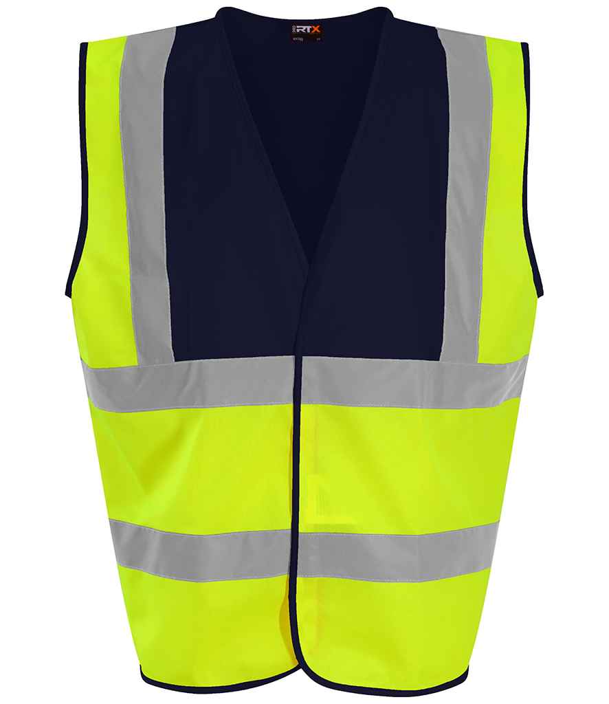 Pro RTX High Visibility Waistcoat in Yellow Navy by Pro RTX High Visibility — Custom branded clothing by Print Press, featuring premium embroidery produced in our specialist print lab in the UK.
