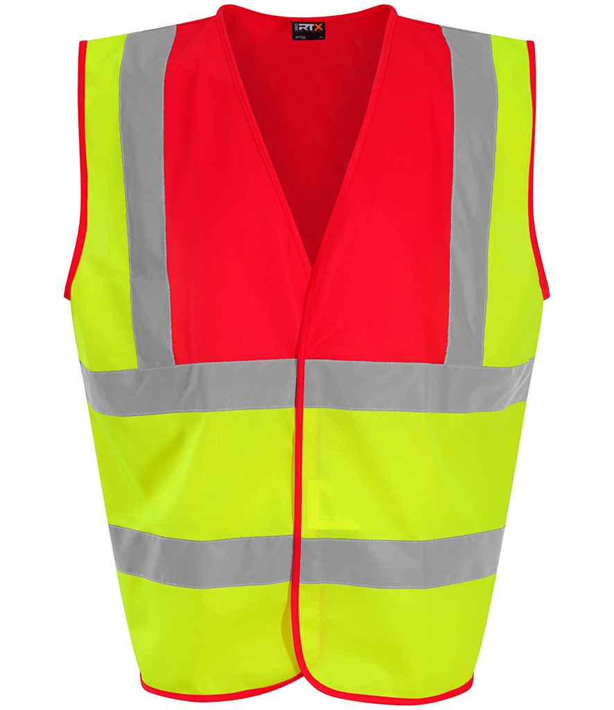 Pro RTX High Visibility Waistcoat in Yellow Red by Pro RTX High Visibility — Custom branded clothing by Print Press, featuring premium embroidery produced in our specialist print lab in the UK.