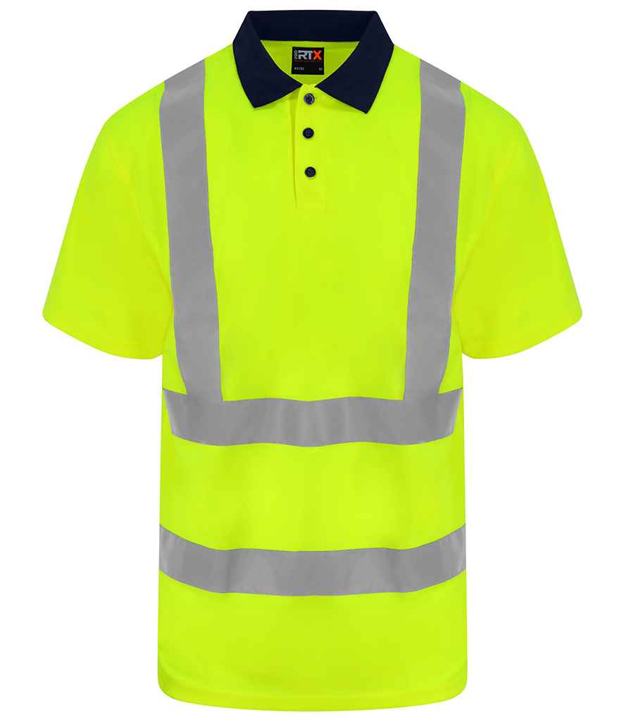 Pro RTX High Visibility Polo Shirt in Yellow Navy by Pro RTX High Visibility — Custom branded clothing by Print Press, featuring premium embroidery produced in our specialist print lab in the UK.