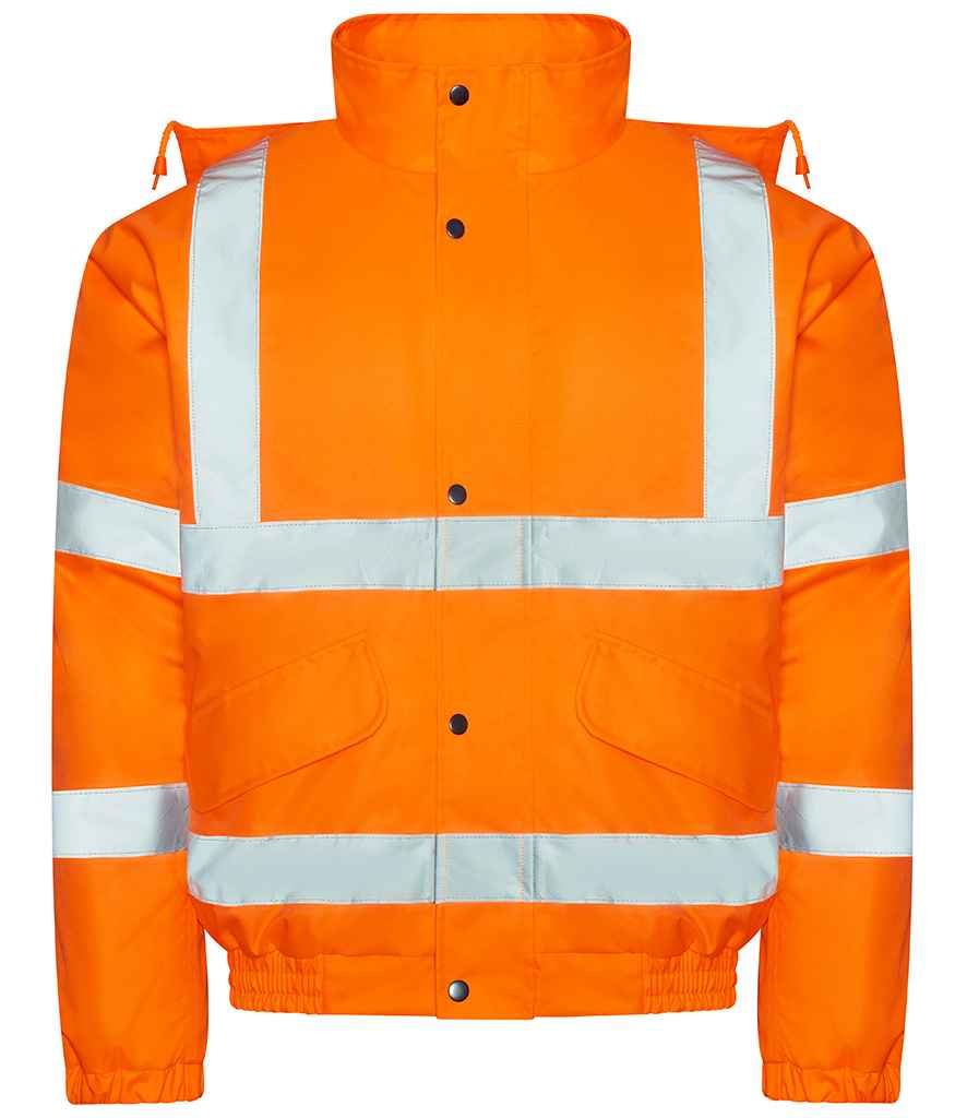 Pro RTX High Visibility Bomber Jacket in Orange by Pro RTX High Visibility — Custom branded clothing by Print Press, featuring premium embroidery produced in our specialist print lab in the UK.