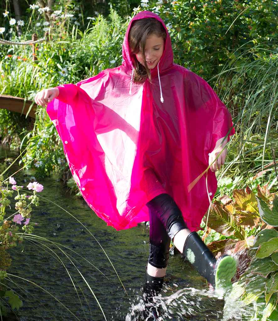 Splashmacs Kids Rain Poncho in ONE Fuchsia by Splashmacs — Custom branded clothing by Print Press, featuring premium embroidery produced in our specialist print lab in the UK.