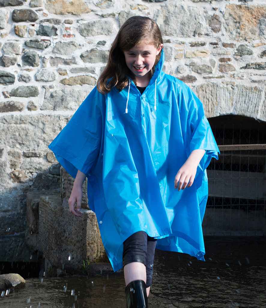 Splashmacs Kids Rain Poncho in ONE Sapphire Blue by Splashmacs — Custom branded clothing by Print Press, featuring premium embroidery produced in our specialist print lab in the UK.