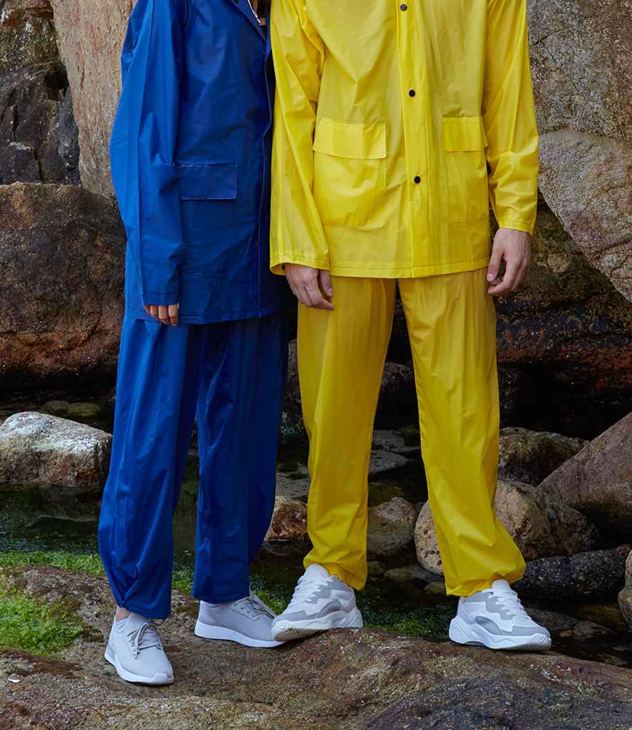 Splashmacs Rain Trousers in Yellow by Splashmacs — Custom branded clothing by Print Press, featuring premium embroidery produced in our specialist print lab in the UK.