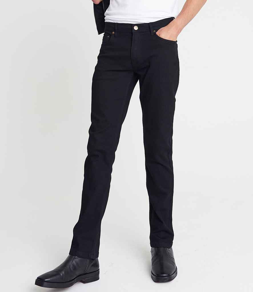So Denim Mens Leo Straight Jeans in Black by So Denim — Custom branded clothing by Print Press, featuring premium embroidery produced in our specialist print lab in the UK.