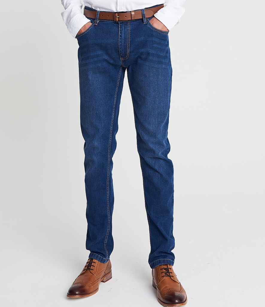 So Denim Mens Max Slim Jeans in Dark Blue Wash by So Denim — Custom branded clothing by Print Press, featuring premium embroidery produced in our specialist print lab in the UK.