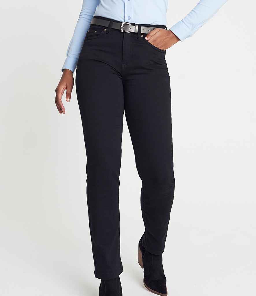 So Denim Ladies Katy Straight Jeans in Black by So Denim — Custom branded clothing by Print Press, featuring premium embroidery produced in our specialist print lab in the UK.