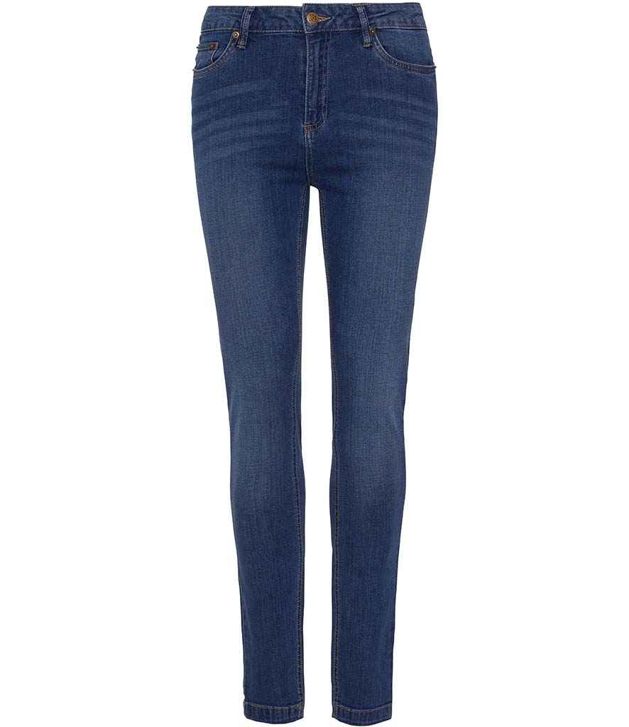 So Denim Ladies Lara Skinny Jeans in Mid Blue Wash by So Denim — Custom branded clothing by Print Press, featuring premium embroidery produced in our specialist print lab in the UK.