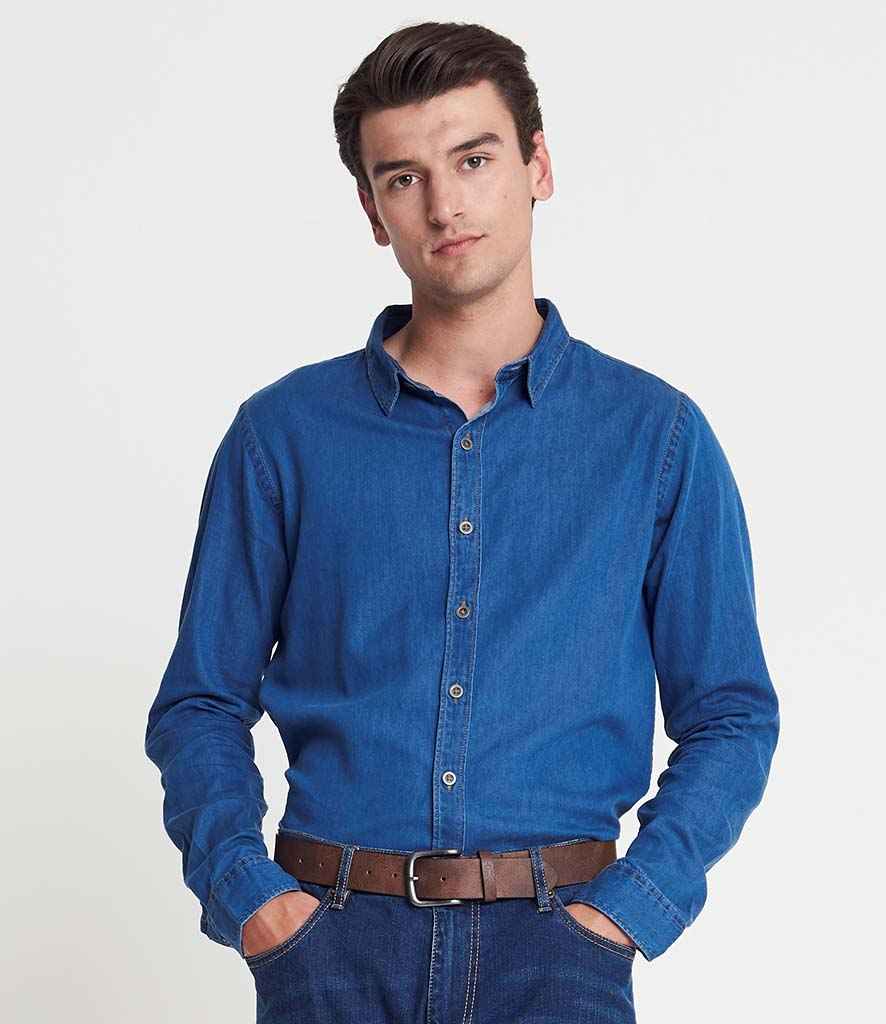 So Denim Jack Denim Shirt in Dark Blue by So Denim — Custom branded clothing by Print Press, featuring premium embroidery produced in our specialist print lab in the UK.