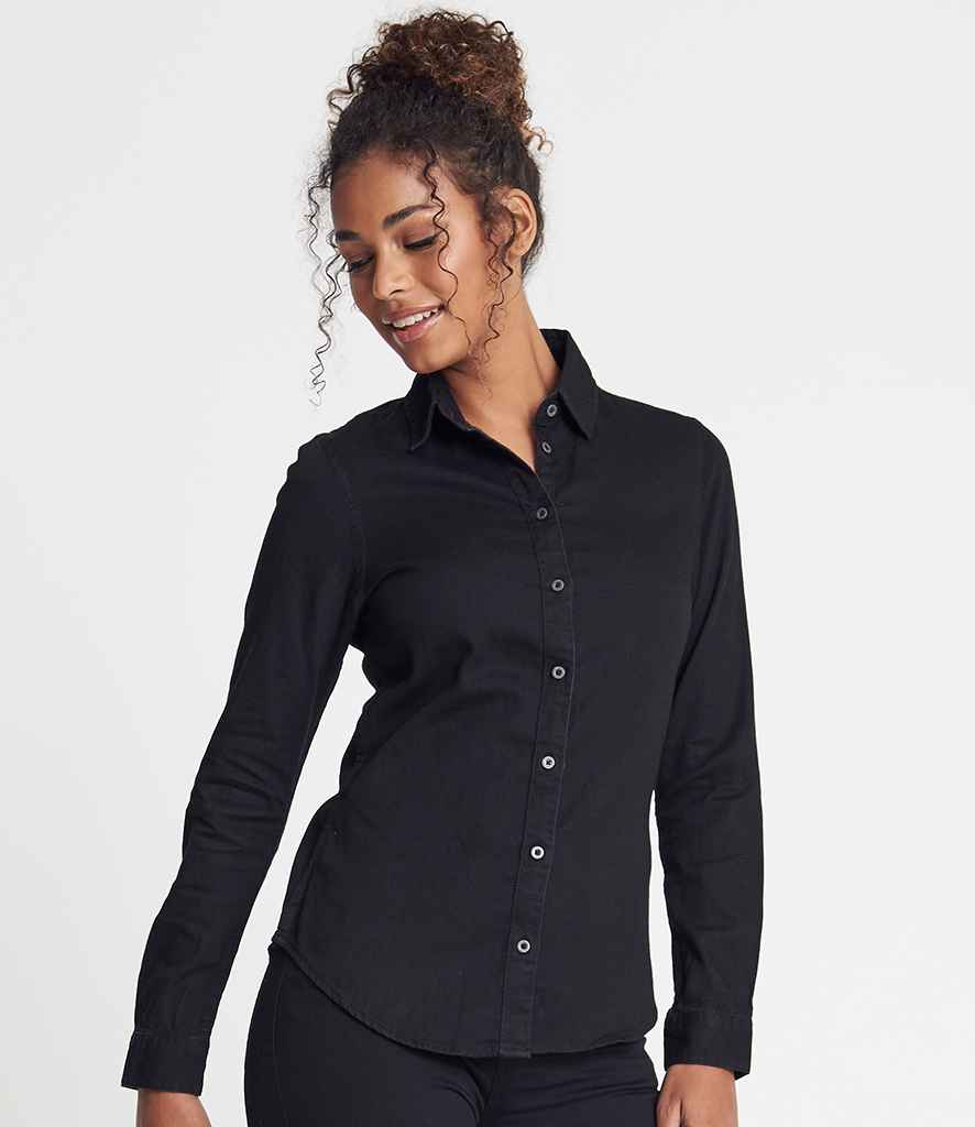 So Denim Lucy Denim Shirt in Black by So Denim — Custom branded clothing by Print Press, featuring premium embroidery produced in our specialist print lab in the UK.