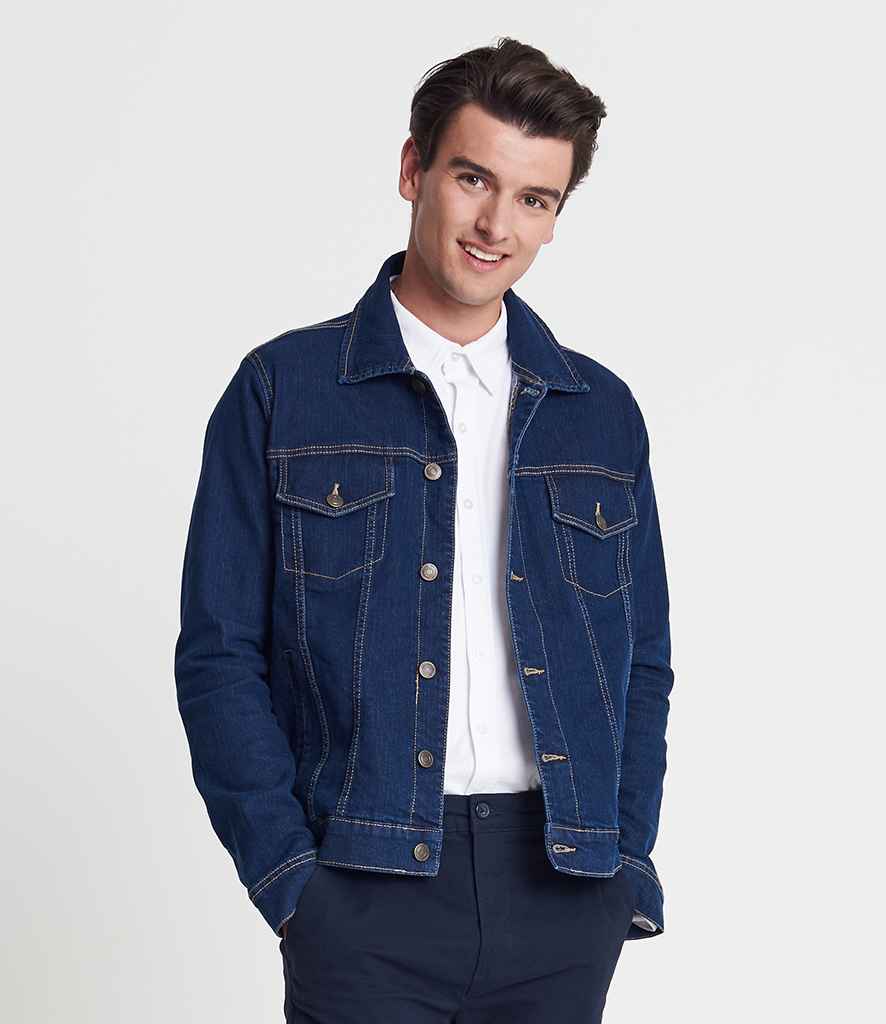 So Denim Noah Denim Jacket in Dark Blue Wash by So Denim — Custom branded clothing by Print Press, featuring premium embroidery produced in our specialist print lab in the UK.
