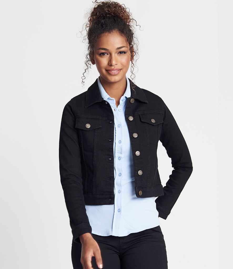 So Denim Ladies Olivia Denim Jacket in Black by So Denim — Custom branded clothing by Print Press, featuring premium embroidery produced in our specialist print lab in the UK.