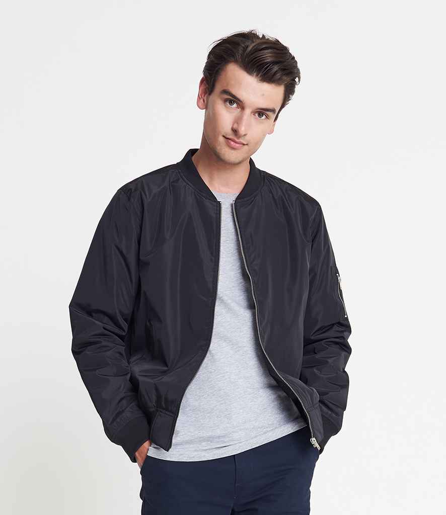 So Denim Frankie Bomber Jacket in Black by So Denim — Custom branded clothing by Print Press, featuring premium embroidery produced in our specialist print lab in the UK.