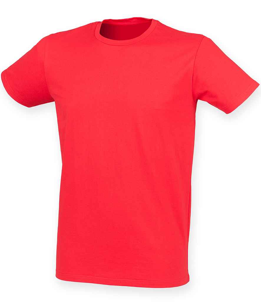 SF Men Feel Good Stretch T-Shirt in Bright Red by SF — Custom branded clothing by Print Press, featuring premium embroidery produced in our specialist print lab in the UK.