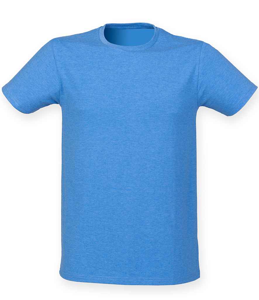SF Men Feel Good Stretch T-Shirt in Heather Blue by SF — Custom branded clothing by Print Press, featuring premium embroidery produced in our specialist print lab in the UK.