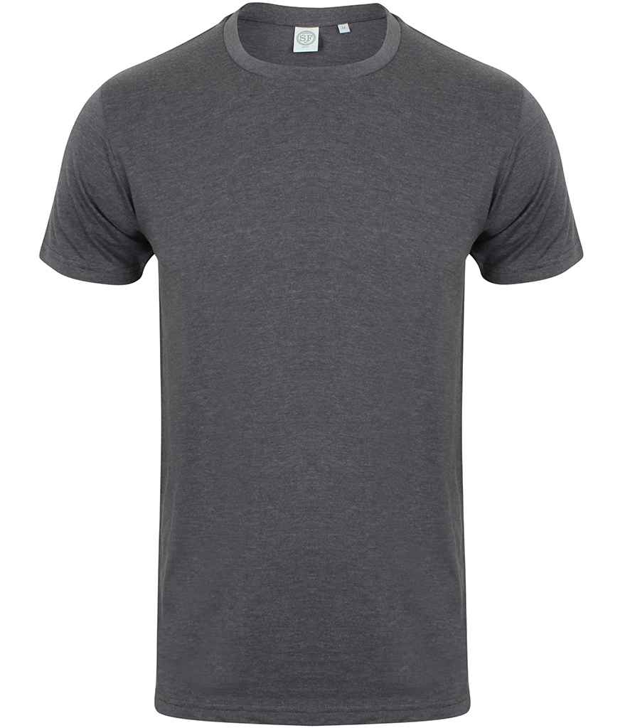 SF Men Feel Good Stretch T-Shirt in Heather Charcoal by SF — Custom branded clothing by Print Press, featuring premium embroidery produced in our specialist print lab in the UK.