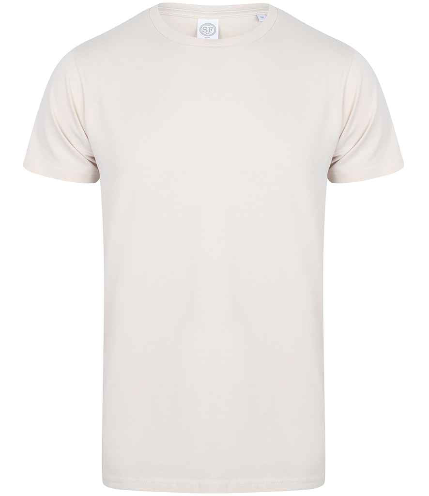 SF Men Feel Good Stretch T-Shirt in Light Stone by SF — Custom branded clothing by Print Press, featuring premium embroidery produced in our specialist print lab in the UK.