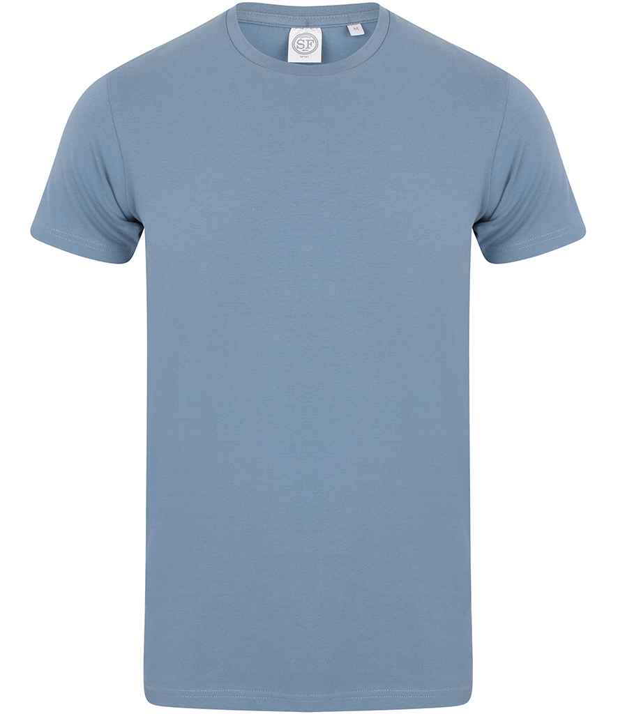 SF Men Feel Good Stretch T-Shirt in Stone Blue by SF — Custom branded clothing by Print Press, featuring premium embroidery produced in our specialist print lab in the UK.