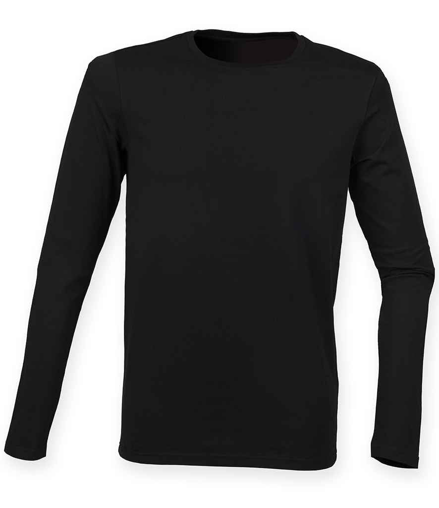 SF Men Feel Good Stretch Long Sleeve T-Shirt in Black by SF — Custom branded clothing by Print Press, featuring premium embroidery produced in our specialist print lab in the UK.