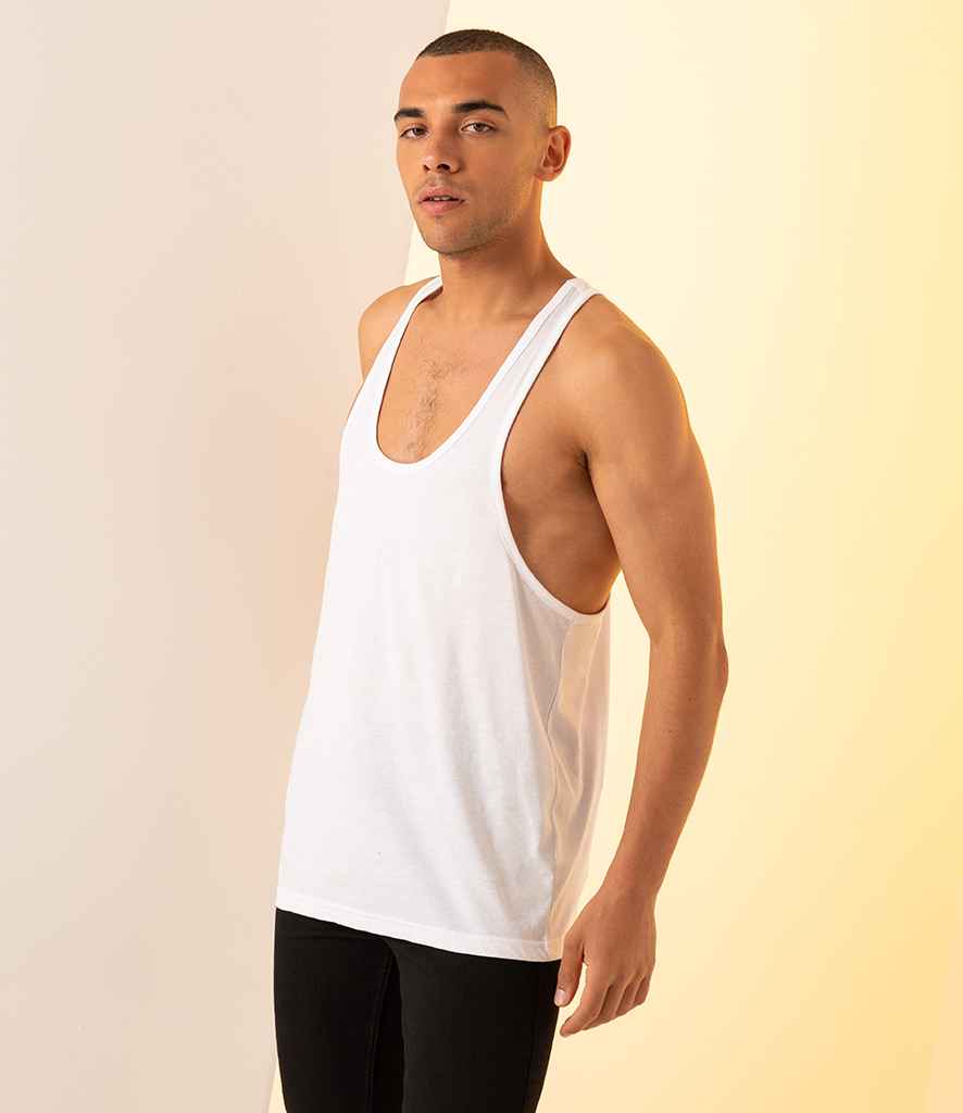 SF Men Muscle Vest in White by SF — Custom branded clothing by Print Press, featuring premium embroidery produced in our specialist print lab in the UK.