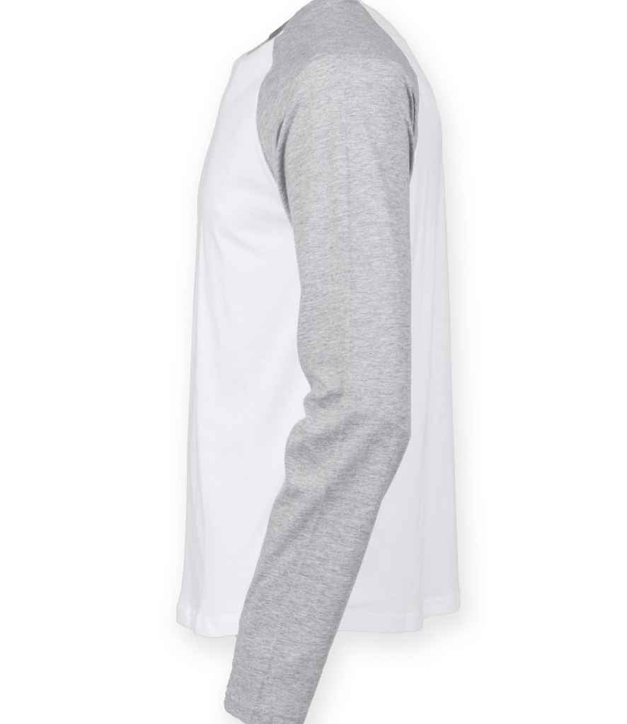 SF Men Long Sleeve Baseball T-Shirt in by SF — Custom branded clothing by Print Press, featuring premium embroidery produced in our specialist print lab in the UK.