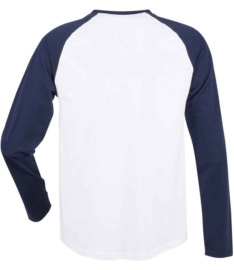 SF Men Long Sleeve Baseball T-Shirt in by SF — Custom branded clothing by Print Press, featuring premium embroidery produced in our specialist print lab in the UK.