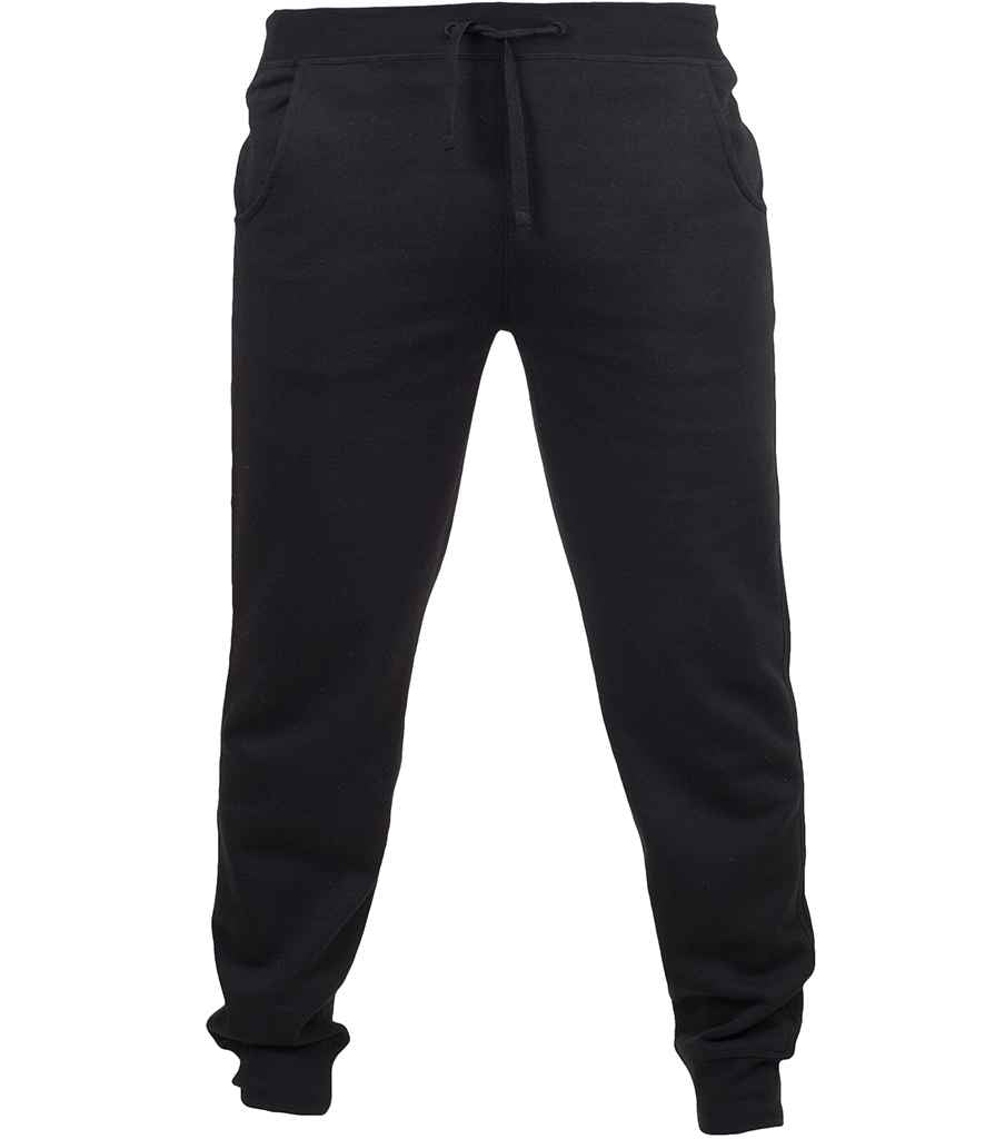 SF Men Slim Cuffed Jog Pants in Black by SF — Custom branded clothing by Print Press, featuring premium embroidery produced in our specialist print lab in the UK.
