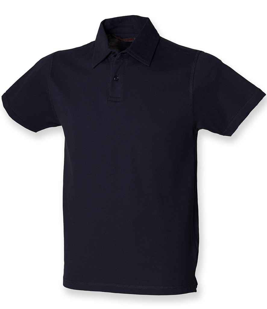 SF Men Stretch Piqué Polo Shirt in Navy by SF — Custom branded clothing by Print Press, featuring premium embroidery produced in our specialist print lab in the UK.