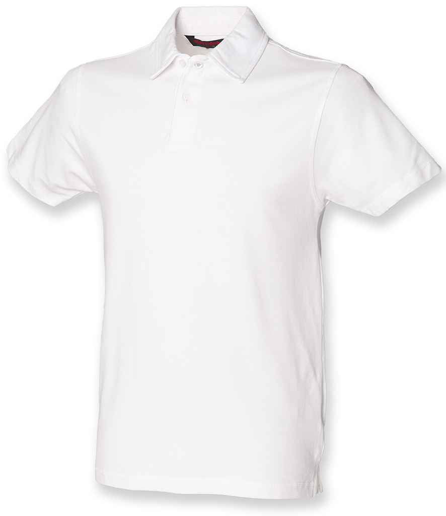 SF Men Stretch Piqué Polo Shirt in White by SF — Custom branded clothing by Print Press, featuring premium embroidery produced in our specialist print lab in the UK.