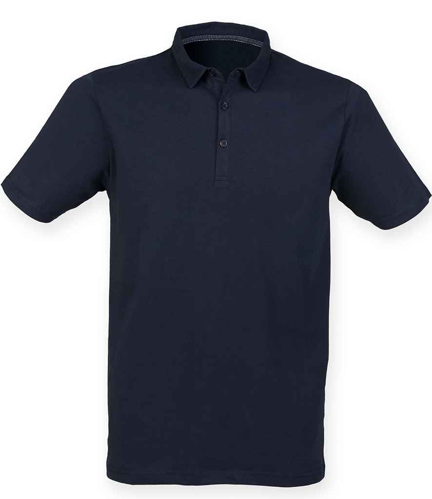 SF Men Fashion Jersey Polo Shirt in Navy by SF — Custom branded clothing by Print Press, featuring premium embroidery produced in our specialist print lab in the UK.